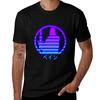 Purple With Blue Glow Retro Japanese Text Tshirt Comfortable Daily Wear Tee