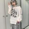 Gothic Long Sleeve T-shirt with Anime Women Hip Hop Harajuku Loose T-shirts with Print E Girl Spring Japanese Streetwear Dark Y2k Tops
