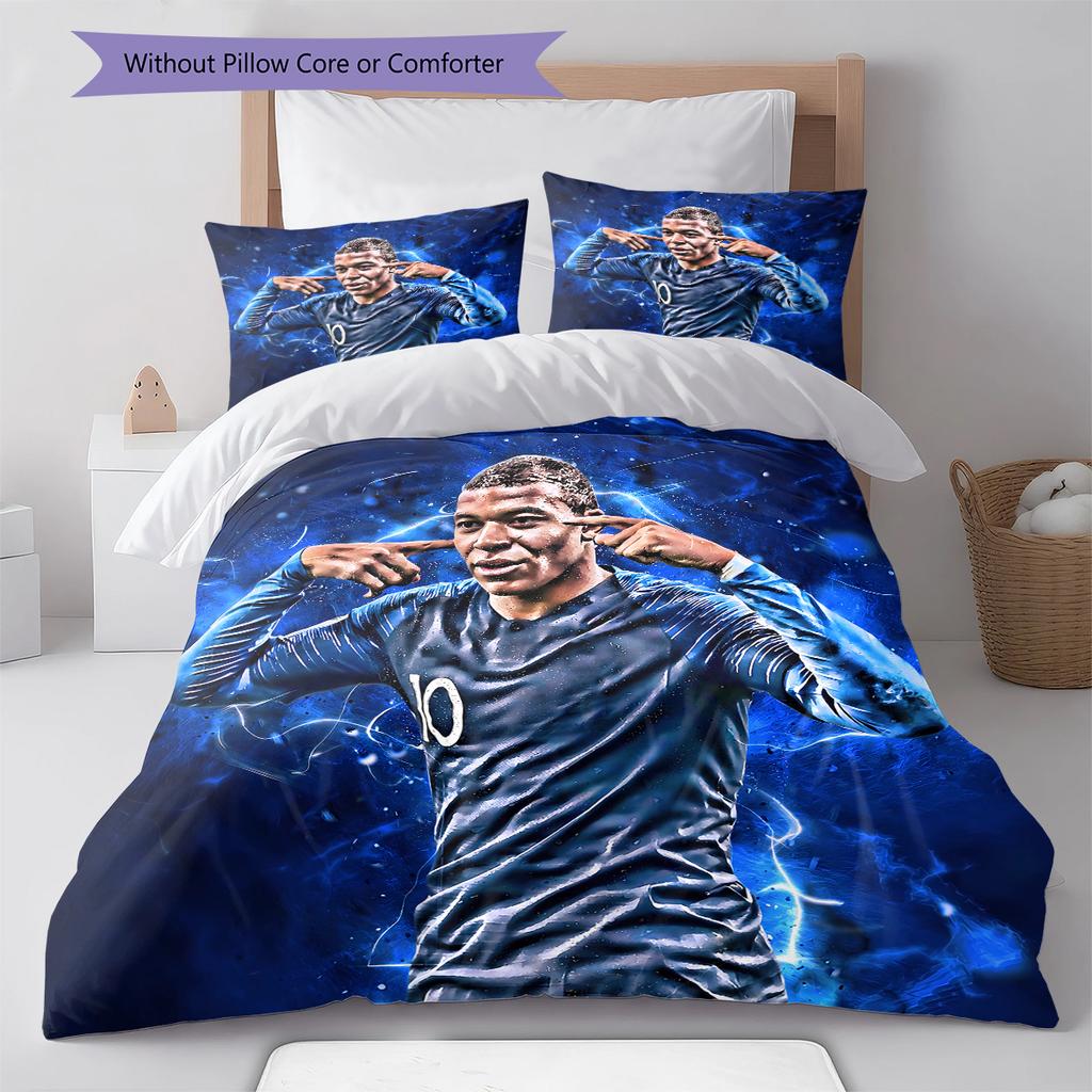 Mbappé Mönster Sängkläder, Täcke Set Påslakan Örngott Hem Födelsedagspresent (1 * påslakan + 2 * örngott, utan kärna)