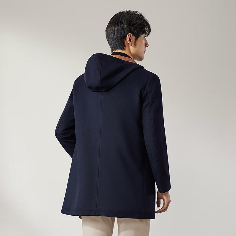 

Мужское пальто Qipai из смесовой шерсти в елочку со съемным капюшоном 2XL/185/100A