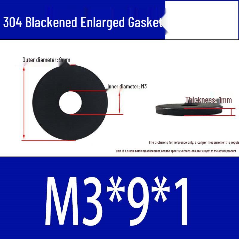Large Black 304 Stainless Steel Ultra-Thin Oversized Flat Washer, Zinc-Plated