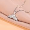 Mermaid Tail Fish White Fishtail Crystal 925 Sterling Silver Clavicle Chain Pendant Necklaces