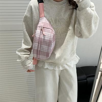 Tasche Damen frisch und leicht kariert Brusttasche Japanisch INS süß lässig vielseitig Umhängetasche Mori Girl Bauchtasche