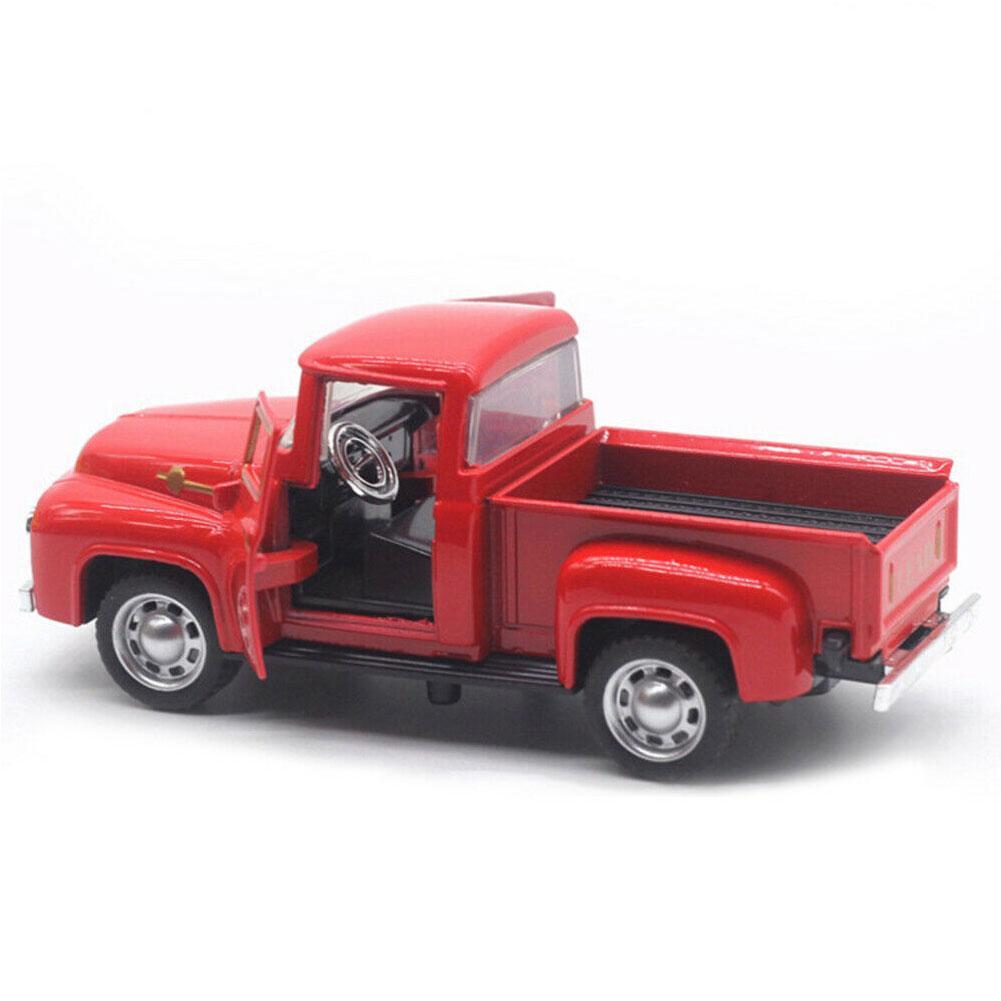 1/32 Red Metal Truck Toy Vintage Red Mini Classic Pickup Truck Kids Children's Christmas New Year Toy Red Metal Truck Toy