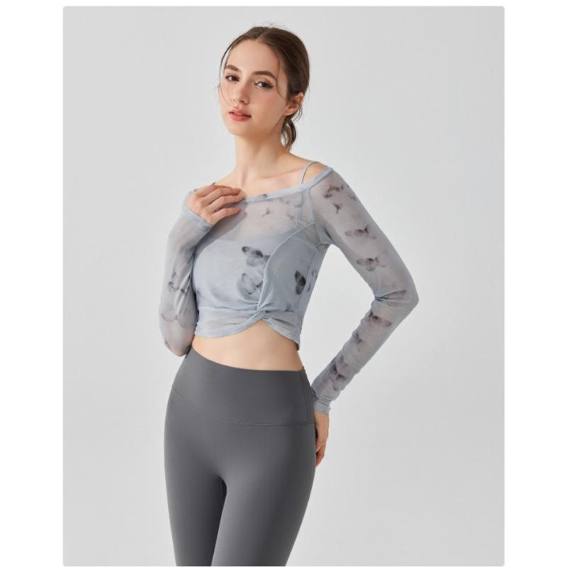 Haut de sport à manches longues en maille papillon pour femme