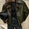 Cropped Jackets Faux Leather Jackets Casual Zip Up Motos Bike Coat Outwear Motorcycle Short Coat Fall Clothes