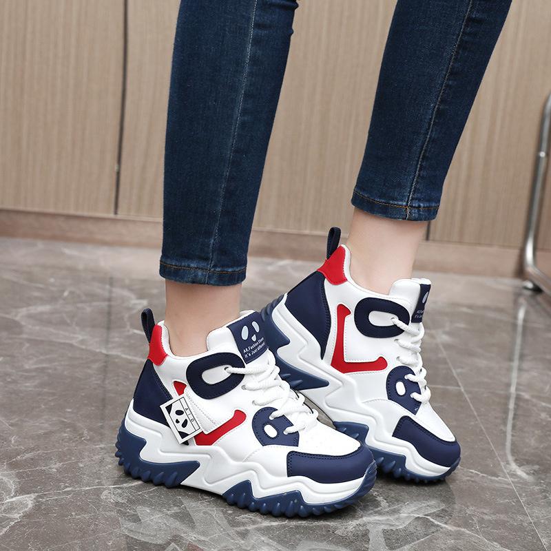 Fashion Casual Platform Sport Shoes for Women Lace Up Thick Soled Sneakers Ladies Heighten Casual Shoes