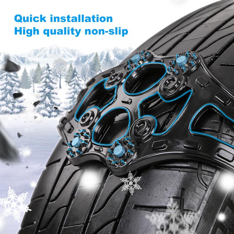Snow Tire Chains for Car/SUV/Truck - 4 Pcs Emergency Traction Thick Belt, Portable Mud Snow Anti-Slip Chains