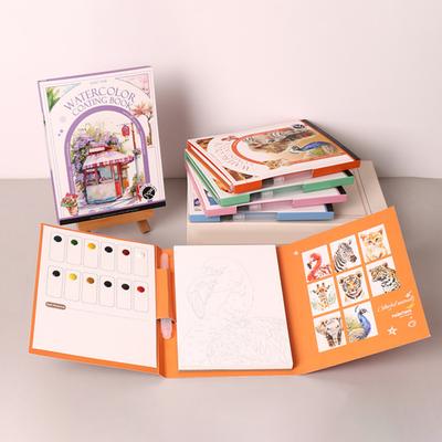 Yousheng Libro de Pintura Gouache Portátil Diseño Plegable Triple Set de Bloc de Acuarela con Rejillas de 12 Colores Pincel Ergonómico Kit de Arte para Alivio del Estrés