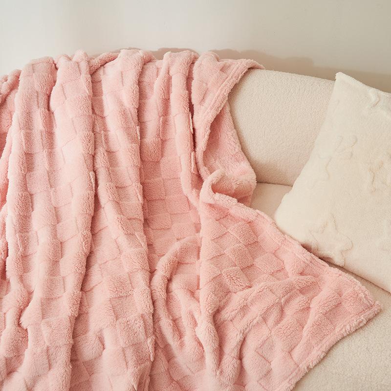 Class A Milk Fleece Blanket Office Nap Blanket Small Blanket Sofa Throw Flannel Waffle Weave Lightweight Air-Conditioning Blanket