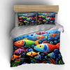 Colorful fish and bubbles. Bedding sets Duvet cover sets Duvet covers Pillowcases(1*Duvet Cover 2*Pillowcases without duvet insert)