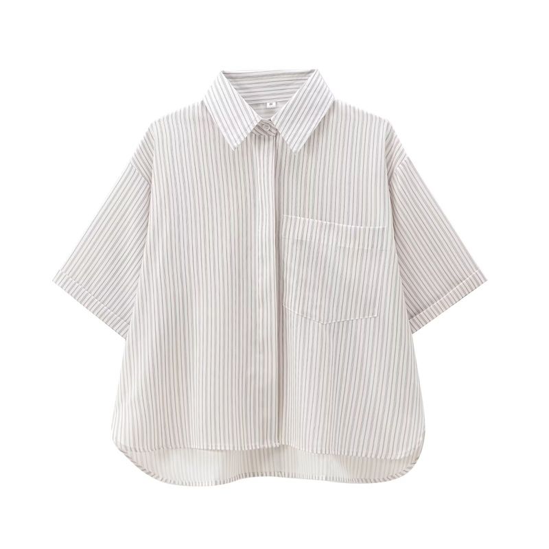 Kaslead New Arrival Women's Clothing Fashion Style Fashion Casual Versatile Pocket Decorated Poplin Shirt 2837200