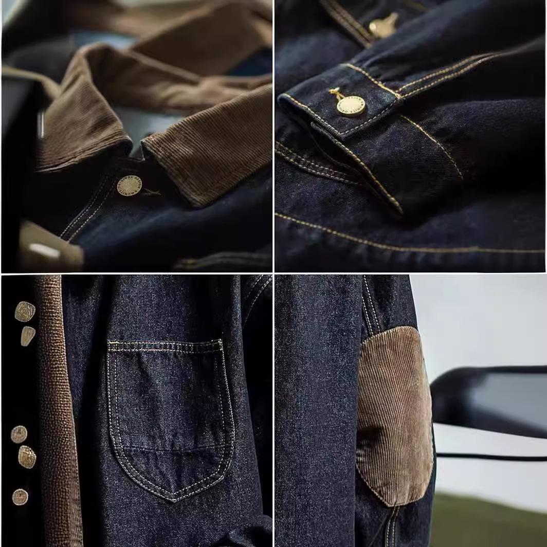 Мужские модные лоскутные джинсовые куртки в стиле хип-хоп — фото 4