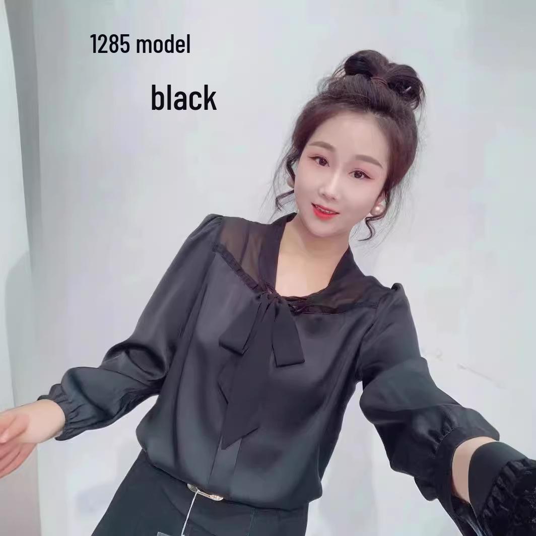 

Women s Versatile Acetate Long Sleeve Shirt with Butterfly Tie Design (2023 Fashion) 3XL білий