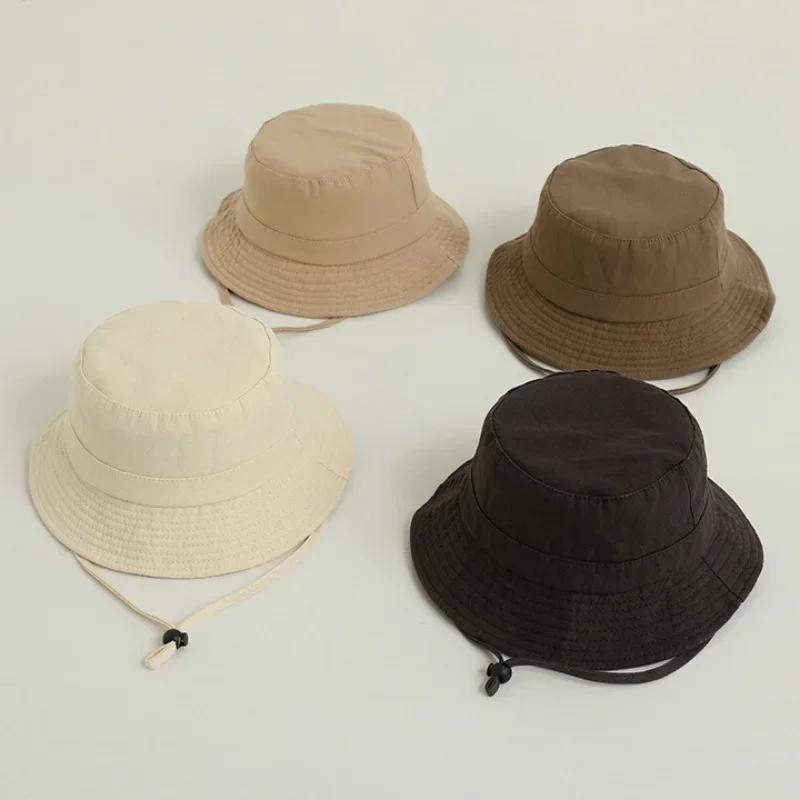 Solid Color Kids Bucket Hat Fashion Children Fisherman Cap 2-8Year Boys Girls Outdoor Sunshade Visors Cotton Baby Basin Caps