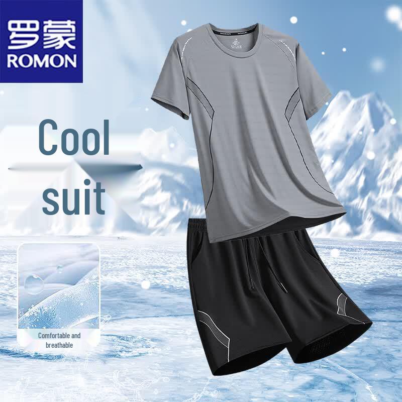 Romon Men s Summer Casual T-shirt & Shorts Set L