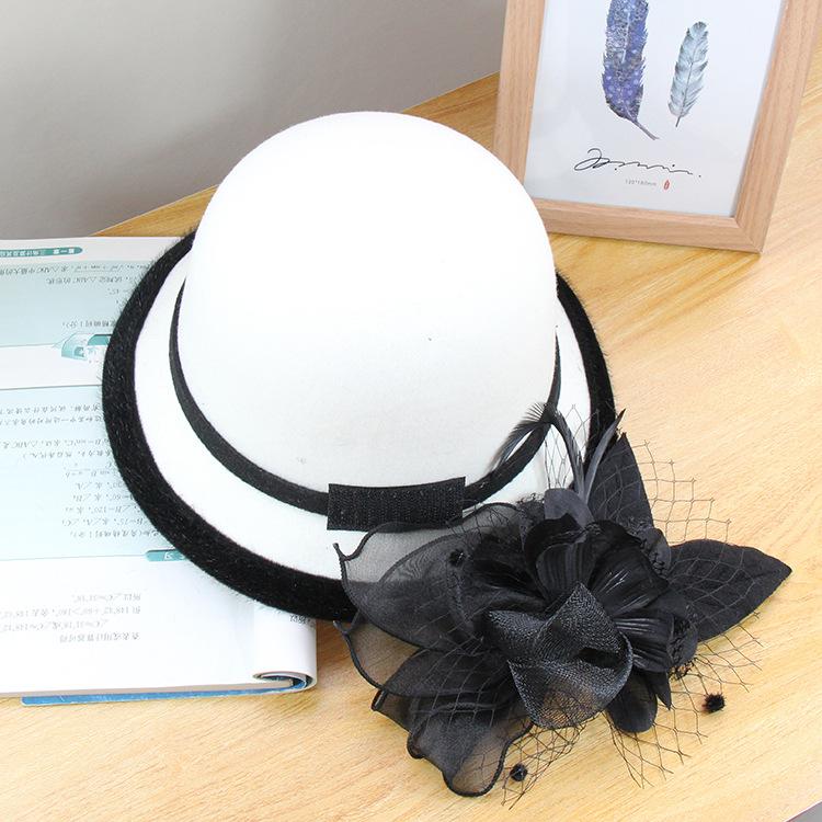 Herbst und Winter Neuer Wollhut Britischer Retro Zylinder Damen Eleganter Reisebeckenhut