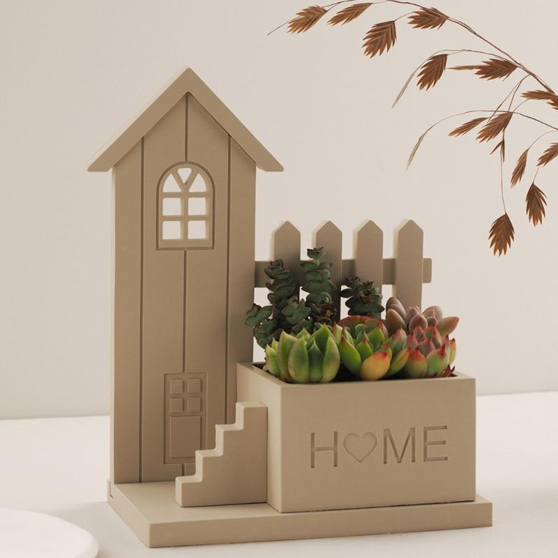 House Shaped Silicone Candle Holder Moulds for Epoxy Resin, Candle Container, Home Decoration, Succulents Planter Molds