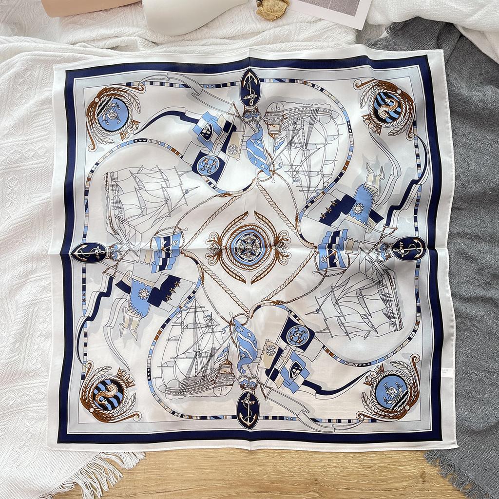 53Cm Pony Pattern Scarf Women Spring And Summer Thin Silk Square Scarf Fashionable And Versatile Bag Packaging Decoration Scarfs