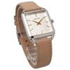 SEIKO quartz wristwatch women square design SWR089P1 silver beige leather band