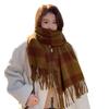 Retro Plaid Scarf Women's Autumn and Winter Atmosphere Imitation Cashmere Student Warm Versatile Scarf Shawl
