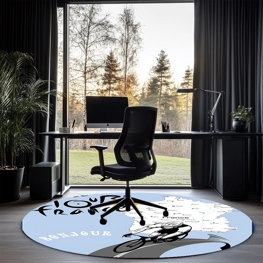 Tour de France Printed Round Rug Carpet Chair Rug Area Rug Entryway Doormats,for Office Chair Living Room Bedroom Kitchen Room.