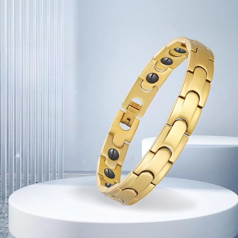 Popular Accessories Stainless Steel Bracelet Energy Health Magnet Black Gallstone Magnetic Bracelet 21cm