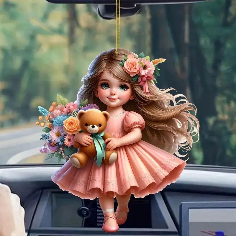 Acrylic Whimsical Angel Hanging Pendant For Eyecatching Car Interior Decor Rearview