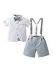New Summer Baby & Toddler British Gentleman Two-Piece Short Sleeve Overalls Set