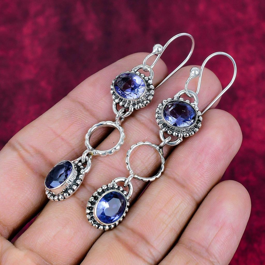 Tanzanite Handmade Gemstone Earrings, 925 Solid Sterling Silver Earrings Antique Jewelry, Earrings For Engagement Gift