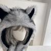 Plush Cats Ear Hat with Faux Furs Look Earflaps, Long Coverage Thick Warm Hat for Cold Weather Daily Outfit Styling, Outdoor Activity