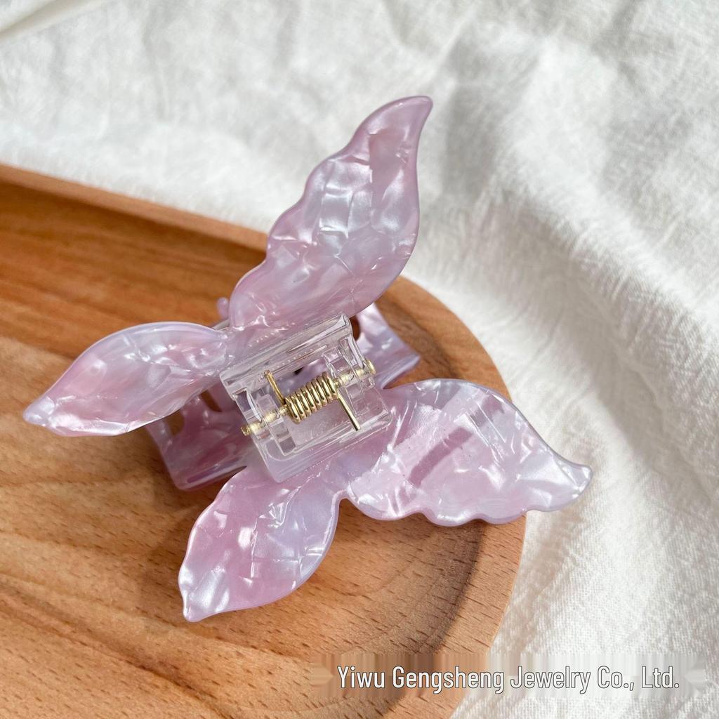 Iridescent 3D Butterfly Claw Clip: Korean Style Acetate Hair Accessory for Half Updo