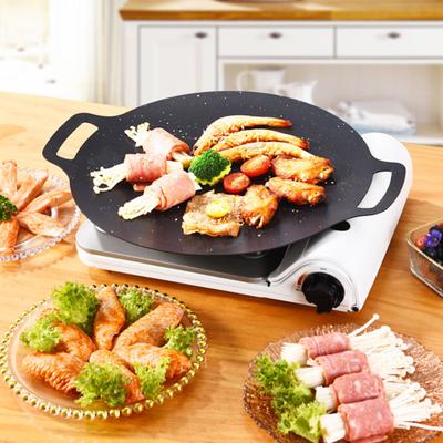 BBQ-Grillpfanne, antihaftbeschichtet, multifunktional, leicht, rund, zum Backen, Grillen, BBQ, schnell aufheizendes Campingtablett mit Griff