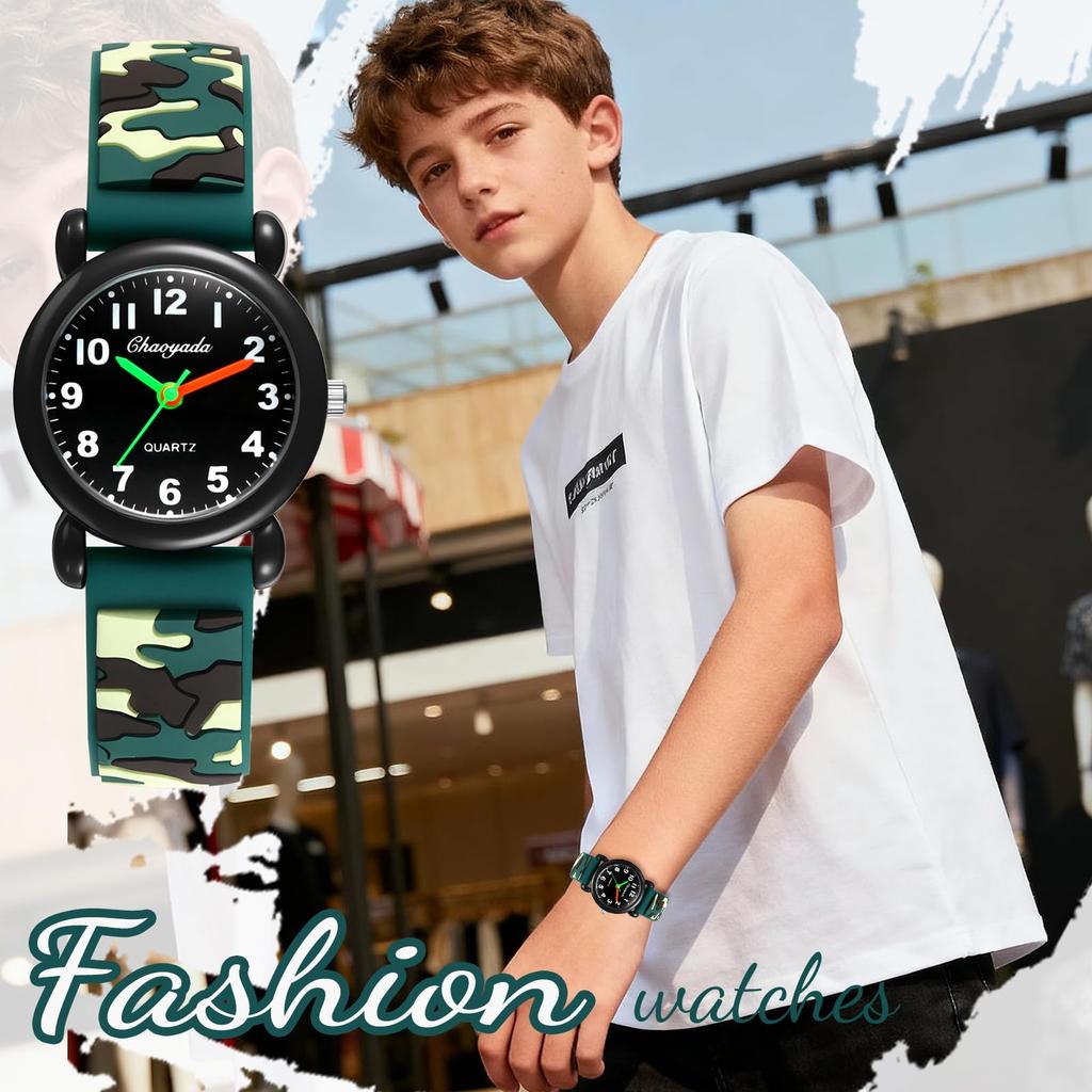 Sports Watch Silicone Strap Analog Display Waterproof Cute Fashion Quartz Watch Leisure Camouflage Pattern
