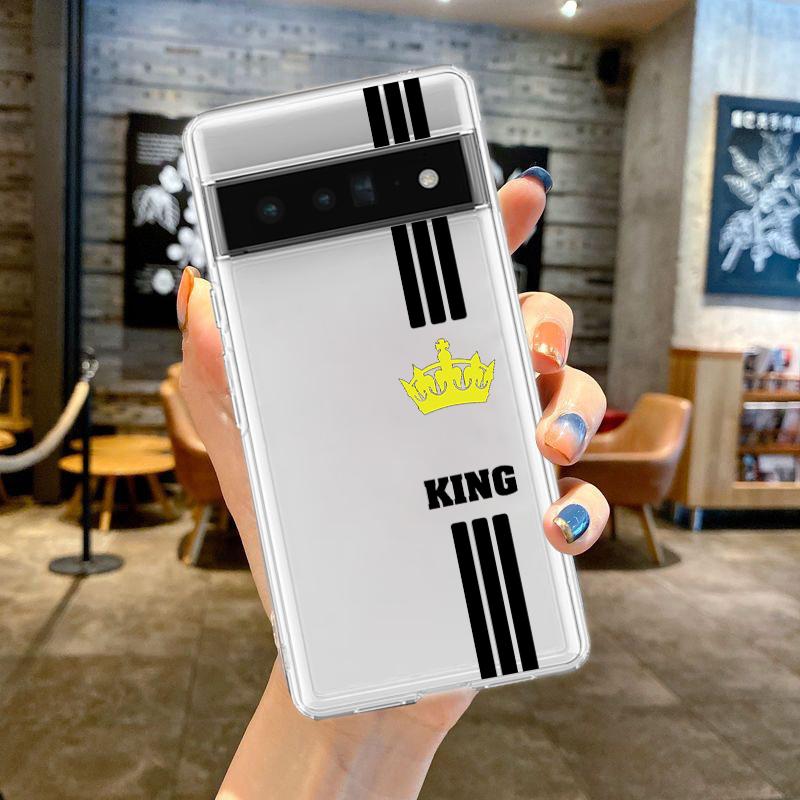 Für Google Pixel 10 Pro 10A Handyhülle Pixel 9 Pro XL Pixel 8 Pro 9A 8A 7A 7 6A 6 Pro Weiche Hülle Paar Cartoon Krone König Königin