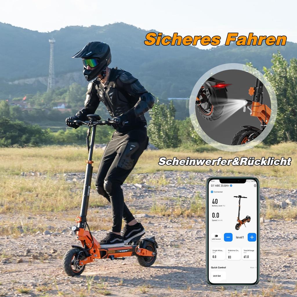 RCB D7 ABE Electric Scooter 10inch 48V20.8Ah with NFC lock and Turn Signal