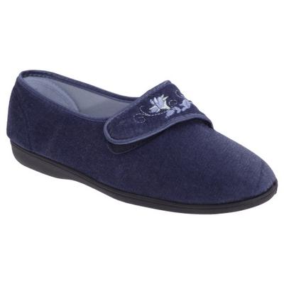 Womens/Ladies Jolene Touch Fastening Embroidered Slippers