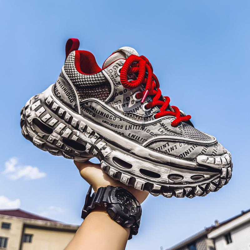Shoes summer new youth thick-soled heightening sports casual shoes outdoor breathable mesh dad shoes