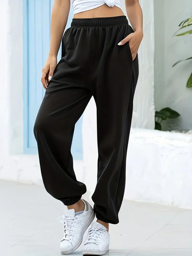 Damen High-Waist Weitbein Cropped Hose - Lässiger Elastischer Bund mit Taschen, Perfekt für Herbst & Winter, Übergröße Sporthose