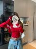 Women's Red Jacquard Knit Cardigan & Camisole Christmas Outfit Set