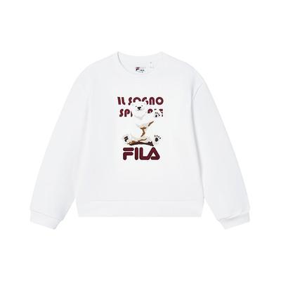 Mode Locker Bärenmuster Pullover Rundhals Amerikanisches Langarm Sweatshirt Damen sweatshirt Wolke-Pilz-Weiß F11W249208F-WT