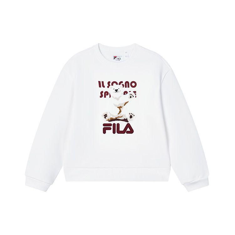 

FILA Fashion Loose Bear Pattern Pullover Round Neck American Long Sleeve Sweatshirt Women sweatshirt Cloud-Mushroom-White F11W249208F-WT XXL