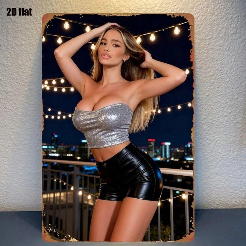 

Vintage Metal Poster Retro Lady Wall Art For Living Room