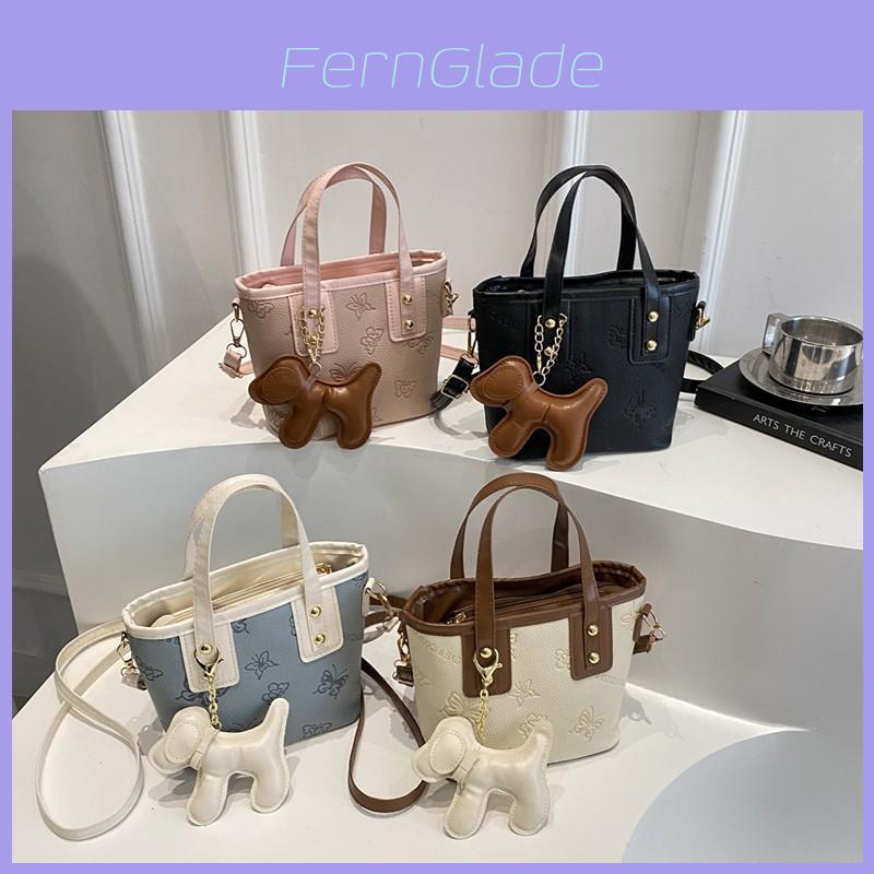 Fashion Pu Crossbody Bucket Bag With Color Blocking Design And Butterfly Embossing For Daily Casual Wear
