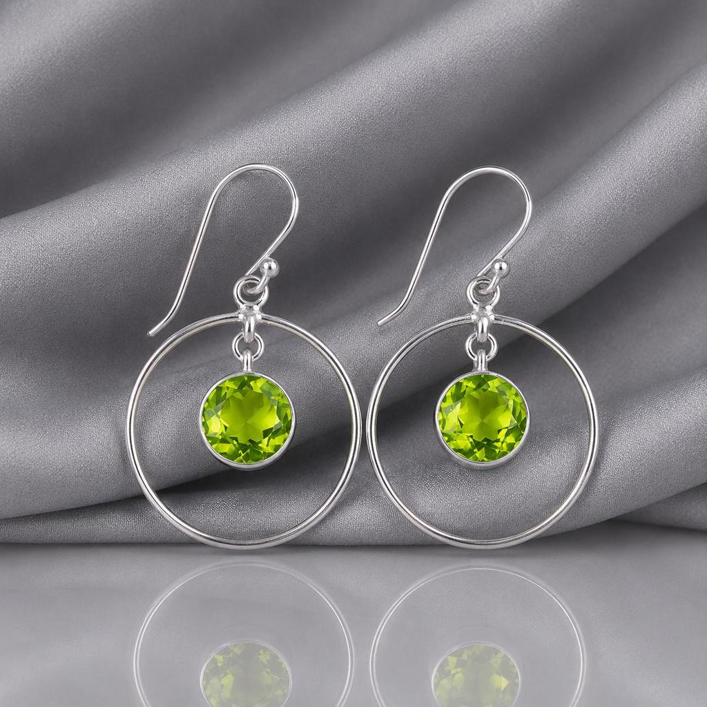 Peridot Gemstone 925 Sterling Silver Handmade Jewelry Drop/Dangle Earrings For Women EE-5-8