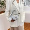 Mit Liebe Anhänger Silber Handtasche Leder Satteltasche Elegante PU Bowlingtasche Mädchen/Damen