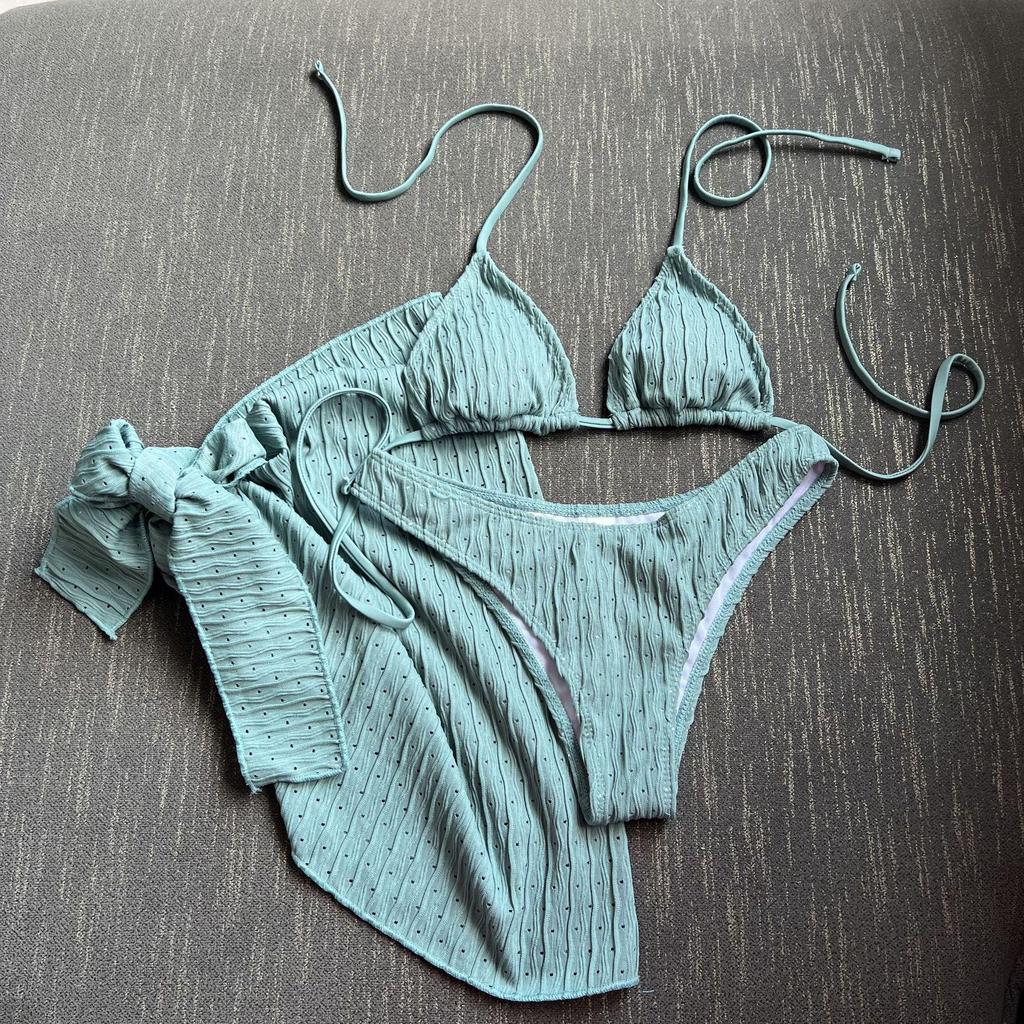 2025 European & American Backless Three-Piece Tie-Up Swimsuit