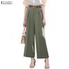 Women Casual Solid Color Loose Cropped Pants
