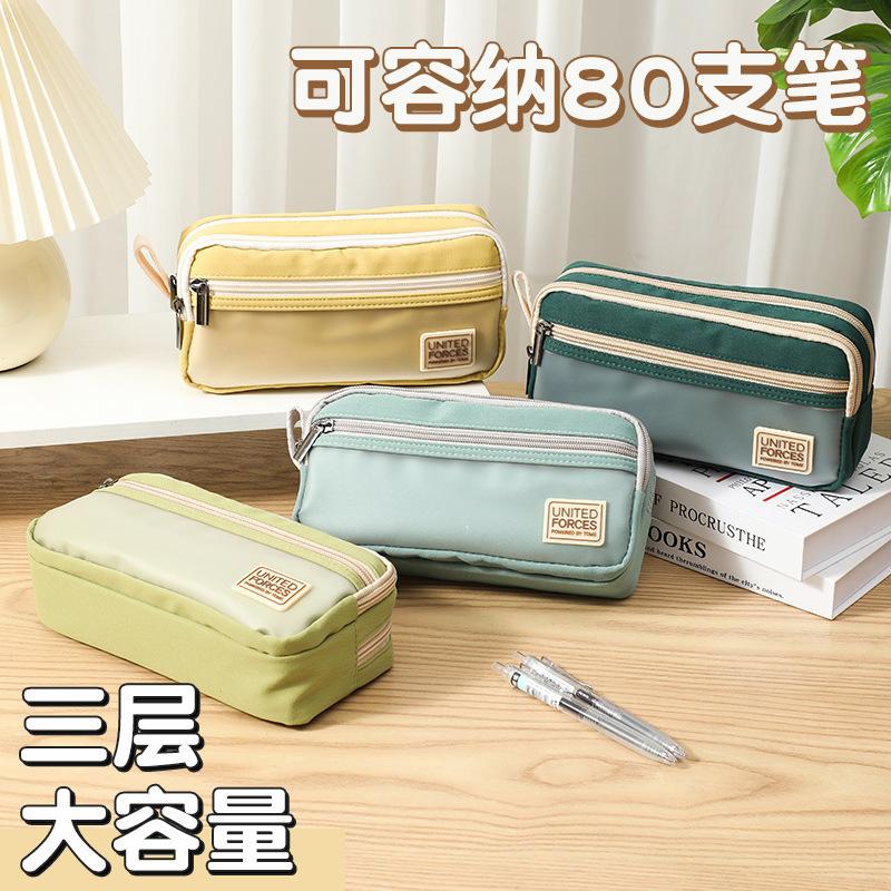 Pencil Case Large Capacity Pencil Pouch 3 Layers Zipper Pen Bag Office Stationery Organizer Simple Sturdy Transparent Pencil Bag