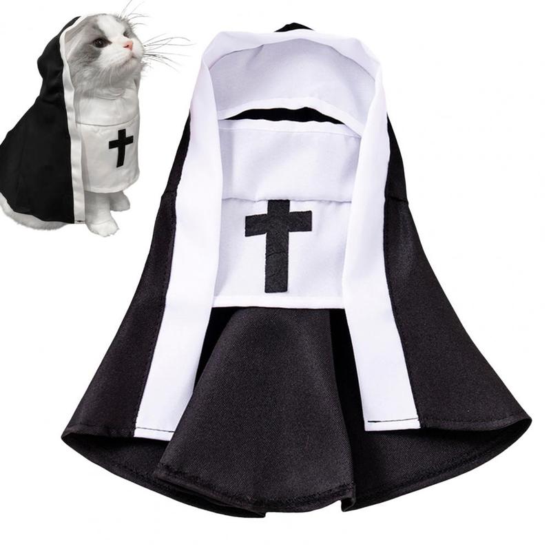 Cat Cosplay Clothes Easy Pet Outfit Cute Cat Nun Costume Fun Pet Cosplay Outfit Small Medium Dog Cat Party Clothes for Festive